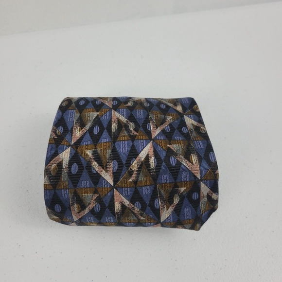 Robert Talbot Best of Class mens tie Geometric blue Silk USA 200 - Picture 1 of 9